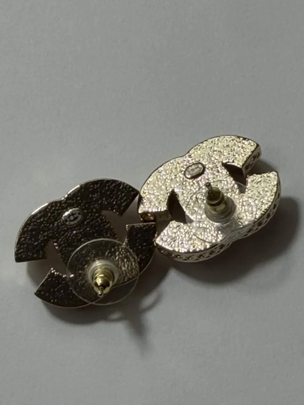 Chanel Pink Enamel CC Gold Earrings